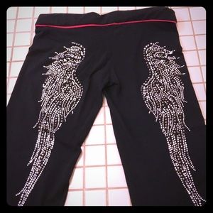 Angel wing crystal black pants